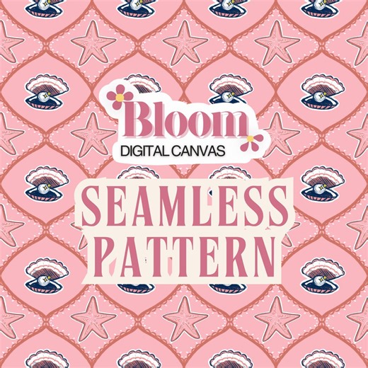 Seamless Pattern Digital Paper – Commercial Use – POD Friendly Repeat Pattern - Hand Drawn Beach Themed Seashells Pink - Etsy