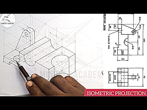 HOW TO TRANSFORM ORTHOGRAPHIC INTO ISOMETRIC PROJECTION OF A GIVEN FIGURE. #BEARING BASE