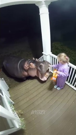 Caught her trying to feed a wild hippo 😳🦛 #cctv #hippo