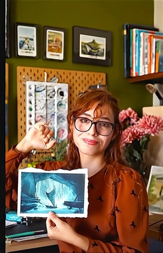 Escena de Moana ilustrada con tintas de Ferris Wheel Press