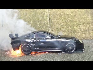 RC Car Burnout Ends In Flames
