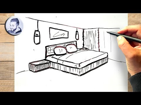 Tuto dessin de lit en 3d, Comment dessiner une chambre en perspective facile