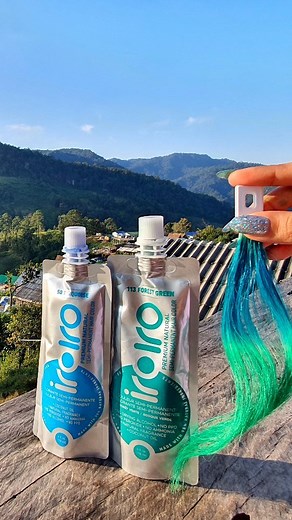 Morning views with Iroiro Turquoise and Forest Green 🌄 Yeah! we know it sounds strange if we dye hair color on a mountain but we already DID that! 🤣🤣 Days ago we dyed hair colors on the mountain hill and felt soooo good with the fresh morning atmosphere up there. ☀️🍃 ☁️It's blue like the sky. 🌄It's green like the hills. 🌈🥥Iroirocolors are natural like nature. Turquoise and Forest Green look absolutely amazing. 😍 If you're bored at home, find somewhere else that gives you excitement and j
