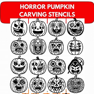 Horror Pumpkin Carving Stencils: 70  Scary Jack O' Lantern Faces (SVG PNG Digital Download) - Etsy