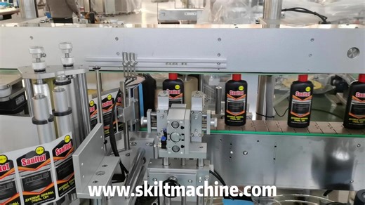 SKILT Electric PLC-Controlled High-Speed Auto-Duplex Self-adhesive Paper Labeling Machine for Glass/Metal Flat Bottles