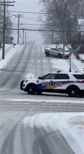 Cybertruck Slides & CRASHES Into Police Car on Icy Ohio Hill 😂 Real Winter Traction Fail 2026!