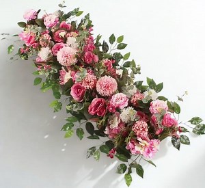 Artificial Floral Garland 50–100 Cm – Pink Roses & Greenery for Wedding, Wall or Home Decor - Etsy