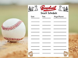 Editable Baseball Snack Sign-up Sheet: Team Snack Schedule (instant Download) - Etsy Canada