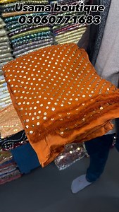 Beautiful rust orange color suit dyed on customer demand Handmade all over heavy rose gold mukesh work Fabric 60 gram chiffon All color dyeable Sthcihing facility available Mag us now to book your order U can WhatsApp us on 03060771683 or 03009684983 #usamaboutique #clothing #women | Usama Boutique