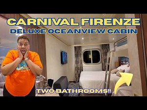 OUR CABIN HAS 2 BATHROOMS | Carnival Firenze Deluxe Oceanview Room Tour + Honest Review!”
