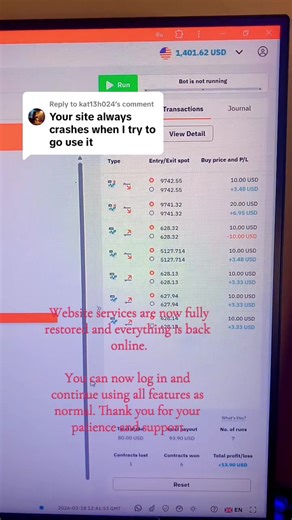 Replying to @kat13h024 Website services are now fully restored and everything is back online. You can now log in and continue using all features as normal. Thank you for your patience and support. #quantumsynpro