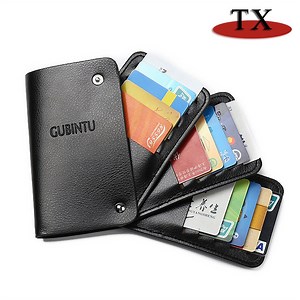 [Hot Item] RFID Multi-Card Rotary Leather Card Case Male and Female Bank Credit Card Holder