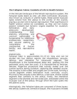 Fallopian Tubes Health Worksheet for Sub-Plan or Classwork & Homework