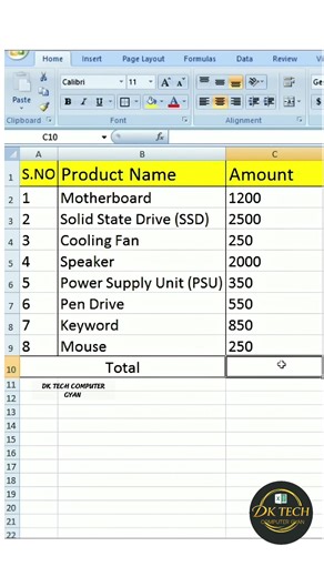 Excel Interview Question for Candidate😎 | Advance Excel🔥#excel #fblifestyle #short #Microsoft #computer | DK TECH Computer GYAN