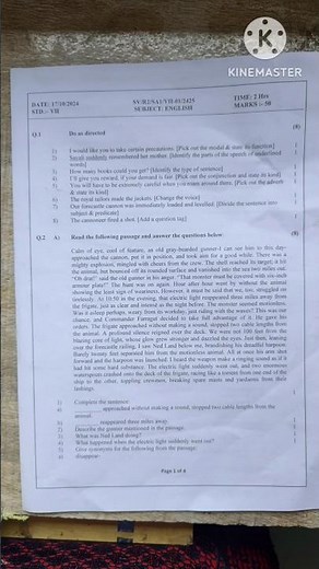 Standard 7th English first semester sample question paper 2024 Maharashtra board #shorts