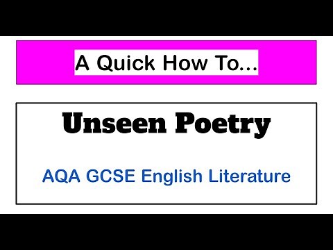 How To Answer...Unseen Poetry (AQA Lit. Paper 2)