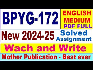 BPYG 172 solved assignment 2024-25 in English || bpyg 172 solved assignment 2025 || bpyg172 2024-25