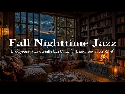 Smooth September Nighttime Jazz | Fall Background Jazz & Crackling Fireplace for Deep Sleep
