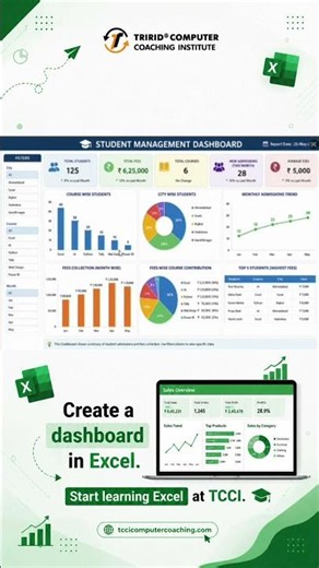 Create a dashboard in Excel. Start learning Excel at TCCI #excel #shorts #tcci