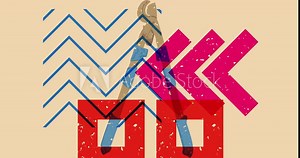 Risograph Heavy Duty Large Cable Cutter, old cutter for wire or steel bars with geometric shapes animation. Moving object in trendy riso graph design video.