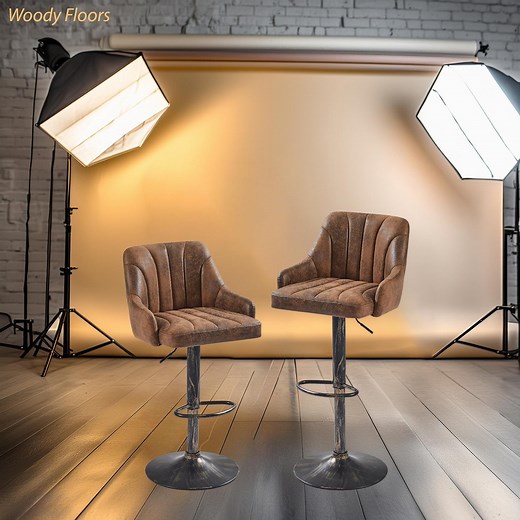 Set of 2 Adjustable Swivel Bar Stools – Leather Counter Height Chairs With Back for Kitchen & Dining – Retro Brown, Black, White, Grey - Etsy