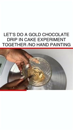 Gold Chocolate Drip Cake Experiment No Hand Painting #BakingChallenge #CakeArt