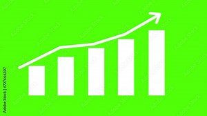 animated growth bar chart graph green screen alpha 4k growth graph