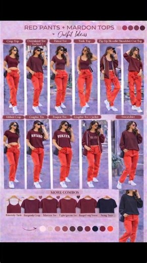 10 Maroon Top Ideas with Red Pants ❤️🤎 | Classy & Chic Outfit Combinations #Shorts
