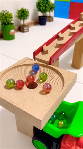 marble Run Race ASMR #76 Wooden Wave Course Colorful Marbles #marblerun #marblerunrace #asmr