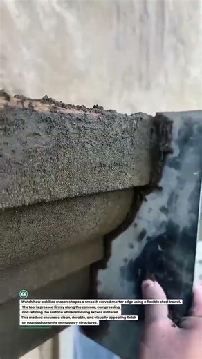 Perfect Curved Mortar Finish with Trowel Precision 🔧 #Masonry #ConcreteWork #ProFinish