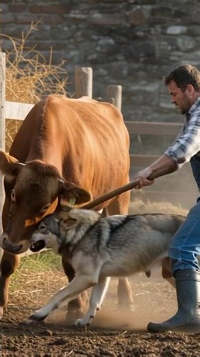 Wolf Attacks the Cow — Farmer Strikes Back! 😱🐺🐄