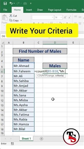 Count if formula in Excel ... #excel #exceltips #exceltricks