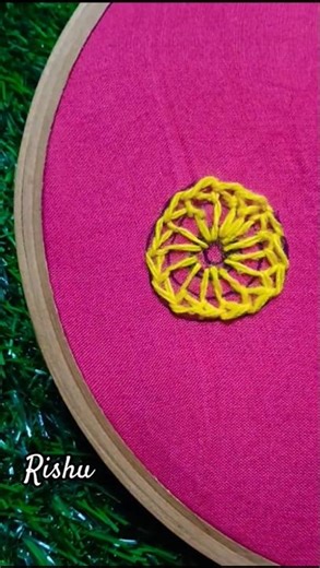 so elegant threads embroidery flower design tutorial🪡 #flowers #threadart #trending #embroiderylover