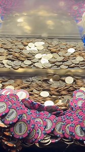 We knocked down the biggest wall inside a coin pusher… #gold #coinpusher #highroller #money #coin A&V Coin Pusher | Change Videos