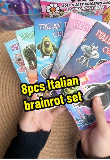 8pcs Italian Brainrot Colouring Book for Creative Fun