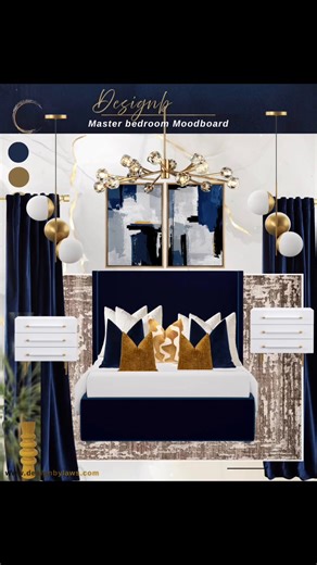 Royal Blue Elegance 💙 Designing a master bedroom that feels both powerful and peaceful. This royal blue mood board brings depth, sophistication, and timeless luxury into the space. Paired with soft neutrals, layered textures, and warm metallic accents to create a bedroom that feels like a true retreat. Because every home deserves a space that feels intentional, elevated, and beautifully designed. #interiordesign #luxuryinteriors #royalblueinterior #bedroomdesign #masterbedroominspo