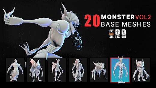 20 Monster Base Mesh (Creature) - VOL 02