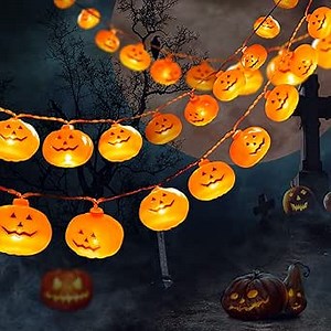 Halloween Decorations 9Ft 20LED Pumpkin String Lights, 2 Model Battery Operated Halloween Decor Pumpkin LED Lights, Thanksgiving Christmas Halloween Decorations for Home Indoor Outdoor