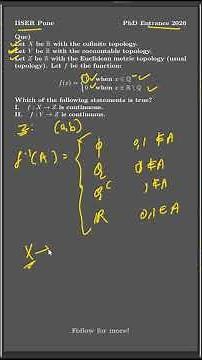 IISER Pune PhD 2026 Topology, Real Analysis Question Solution | Entrance Exam Question Explained