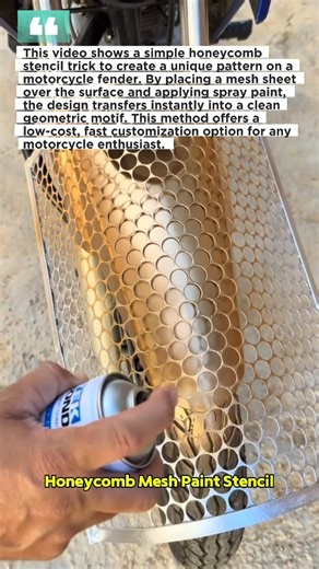 Motorcycle Fender Honeycomb Paint Trick #DIY #MotorcycleMods #CustomPaint
