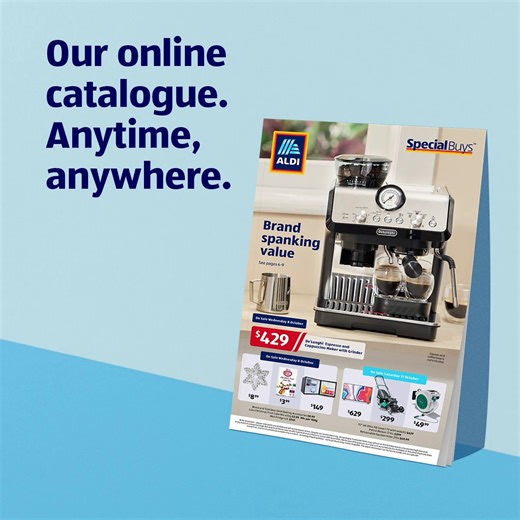 📰 See what we've brewed up in our latest catalogue: https://to.aldi.in/449LZaz Butter 'em up with festive baking, land brand spanking value with home appliances, and get best-in-grass deals with spring gardening. | ALDI Australia