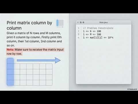 Day 09 | P01-04 - Week02 | Row Sum | Matrix Transpose | Matrix row by row | Column by column