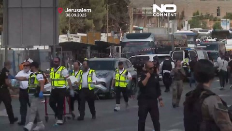 The site of the Jerusalem shooting that left six dead