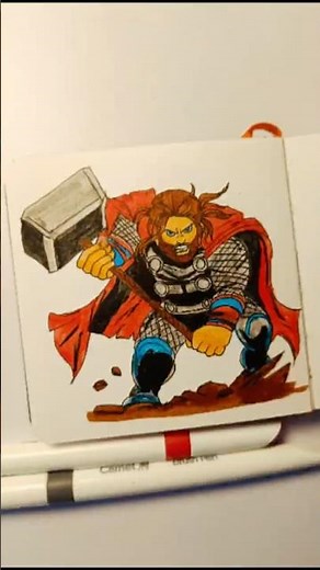 Tiny Thor Drawing ⚡ | Chibi Marvel Art with Mjolnir