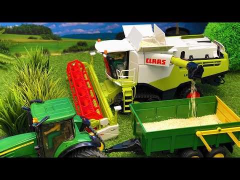 RC Farm Bruder COmbines WOrk Together!