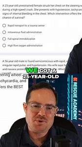 A 25-year-old female sustained chest trauma in a high-speed crash, presenting with hypotension and internal bleeding. The EMT recognizes that rapid transport to a trauma center is the best chance of survival, as they need a surgeon. What would you do? #EMT #trauma #emergency #medical #firstaid | Rescue Academy