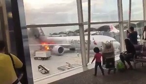 36K views · 836 reactions | Cargo goes up in flames near an American Airlines Boeing 777 in Hong Kong According to local police, one person was injured in the blaze. According to American Airlines, "An external piece of loading equipment had a mechanical issue and caught fire while preparing to put cargo in the hold of American Airlines flight 192 from Hong Kong (HKG) to Los Angeles (LAX)." The fire caused the flight to be canceled | A Fly Guy's Cabin Crew Lounge | Facebook