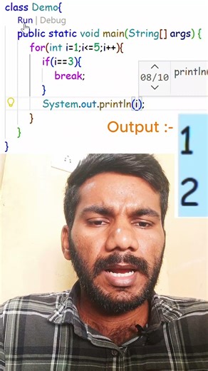 Break Statement in Java | Java Basics in Telugu | Day 13 #Shorts