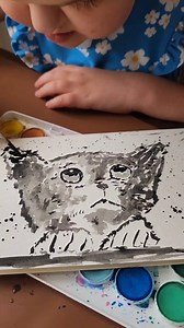 Watercolor kitty sketch from start to finish by Mina's Art World freehand at age 7. 🐈‍⬛️ #artreveal #littleartist #artinspo #Watercolor #watercolorartist #arttutorial #freehandartist #noaiart #inclusive #illustration | Mina's Art World