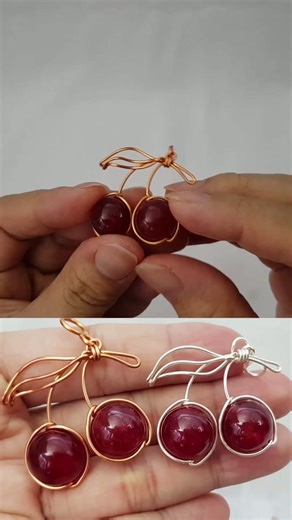 Play with wire | Cherry | pendant | spherical stone | stone with holes @LanAnhHandmade 729 #Shorts